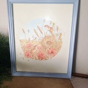 Framed Nature Art with Blue Frame